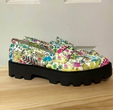 Franco Sarto Balin Floral Preppy Lug Sole Chunky Penny Loafers Size 9.5