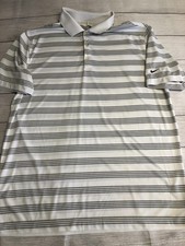 Nike Golf Polo Shirt Mens XL White Stripe Short Sleeve Dri-Fit Tour Performance