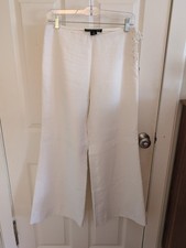 RALPH LAUREN Black Label Womens Linen Pants Size 2 White Wide Leg Side Tie