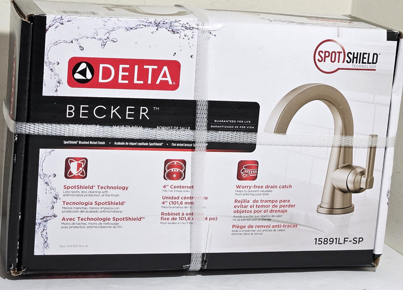 DELTA Becker 15891LF-SP Bathroom Faucet Brushed Nickel Single Handle Centerset
