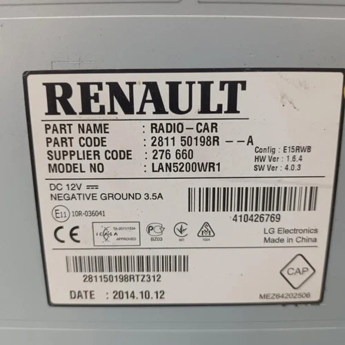 281150198R System Audio / Radio/CD für RENAULT CAPTUR I Dynamique 2013 4095770 - Bild 2 von 10