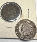 TWO Indian Head US One Cent Coins 1902 and 1906 Both VERY FINE Coins