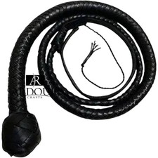 6FT Genuine Leather Bullwhip Style Handmade 12 Strand Braided Heavy Duty