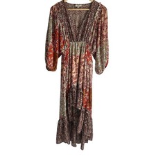 Umgee Women’s Size Medium Floral Mixed Pattern High Low Maxi Dress