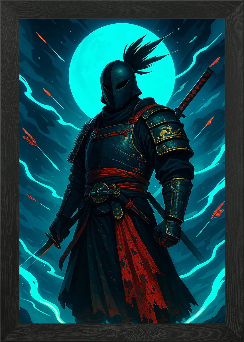 Samurai Warrior Digital Art Framed Wall Art Poster Canvas Print Picture ...