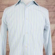 Banana Republic Dress Shirt Mens Large 16-16.5 Blue Stripe Cotton Long Sleeve