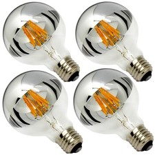 Half Chrome Light Bulb Dimmable 6W Equivalent 60 Watt G80/ G25 Globe Shape 270