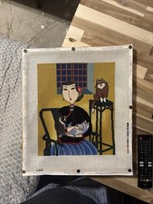 LEE NEEDLEPOINT WOMAN AND TWO CATS