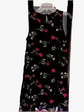 Tommy Hilfiger Dress Size 10 Black Floral Embroidered Lined Excellent Condition
