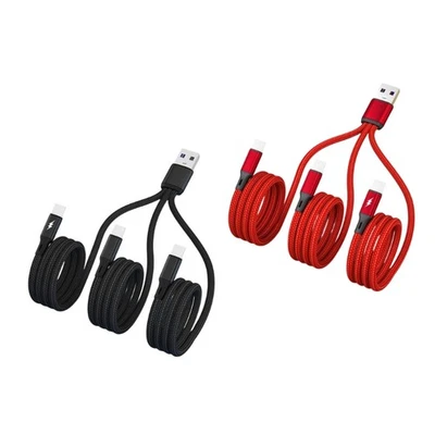 20cm/116cm 3 in 1 Quick Charging Cord USB to 3x Type-C Connectors Charger Cable