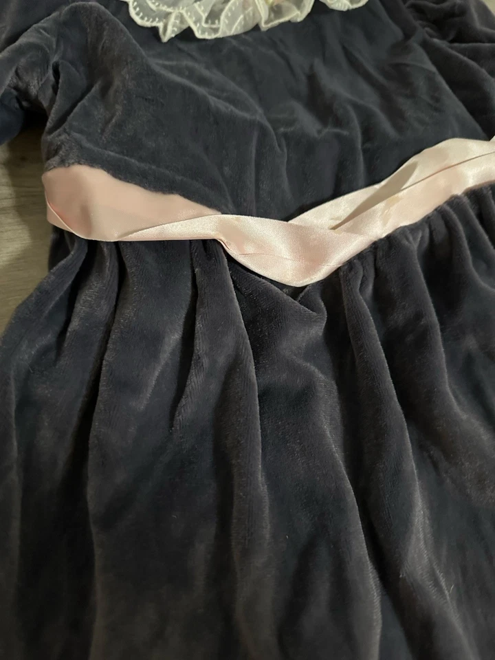 Vintage Bonnie Jean 4T Velvet Grey Dress Union Made USA - Image 2 of 4
