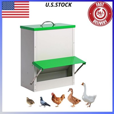 25lb Automatic Chicken Feeder Metal No Waste Poultry Feeder Waterproof Hanging