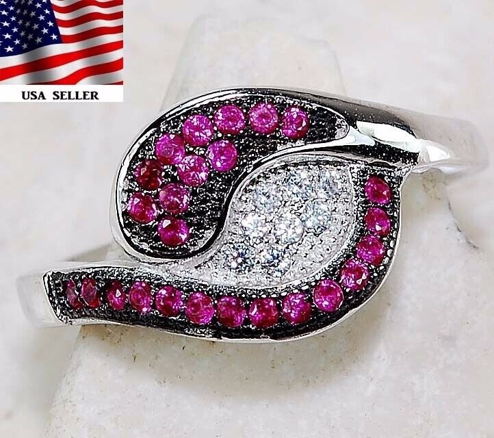 1CT Heat Treated Rubellite Tourmaline 925 Sterling Silver Ring Sz 7 G1-1