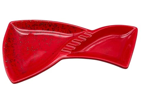 Mid Century Royal Haeger Red Ceramic Ashtray RARE Shape HTF #129 USA Elongated