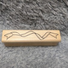 Vintage 1992 Annette Watkins wood mounted rubber stamp D 1119 ribbon border