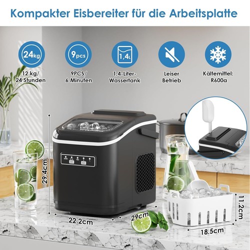 Eiswürfelmaschine Eiswürfelbereiter Icemaker Ice Maker Machine 2 Eiswürfel-Größe - Afbeelding 16 van 19