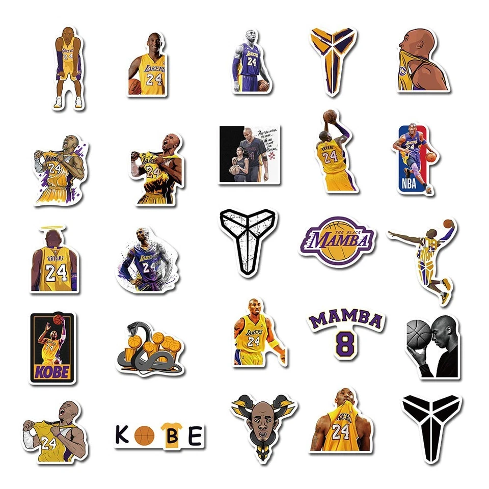 50 Pcs Kobe Bryant Lakers Vinyl Stickers Basketball Decal Set Skateboard/Laptop - Image 3 of 4
