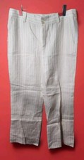 NWT Lauren "Ralph Lauren " White With Tan Stripe Linen Pants Size 14