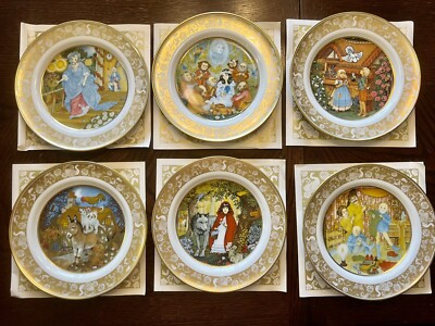 Grimm's Fairy Tales Porcelain Plates Set Of 6  Franklin Mint 1978