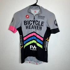 CASTELLI Cycling Jersey Womens Sz S Gray Bicycle Heaven Full Zip Short Sleeve