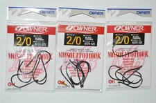 3 packs owner bass drop shot wacky minnow mosquito nose hook 5177-121 size 2/0