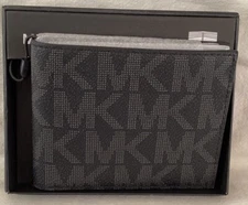 NWT Michael Kors Jet Set Men's Slim Billfold Black Leather Wallet $98