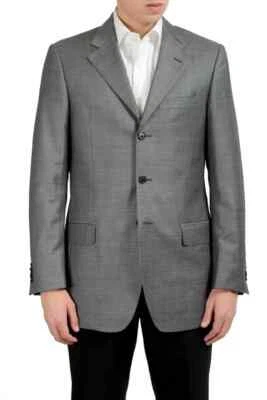 Salvatore Ferragamo Homme 100% Laine Gris Trois Bouton Blazer US 48L It 58L - Photo 1/4