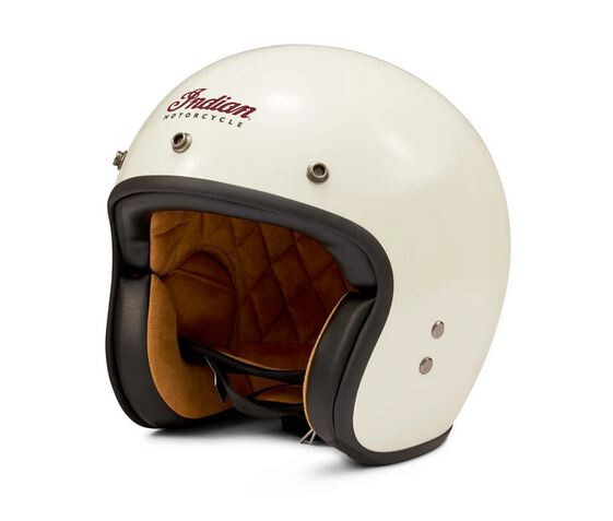 Indian Motorcycle Unisex Retro Open Face Helmet, Cream SMALL