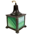 Tiffany Bronze Desk Lamp New York Studio Apollo Green Favrile Art Glass h10cm