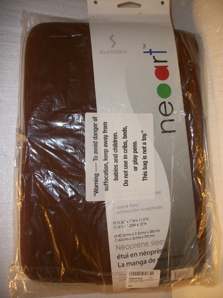 Funda de neopreno SUMDEX Neoart para mensajero MARRÓN con cremallera para portátil de 15,6" Foto 4 de 4