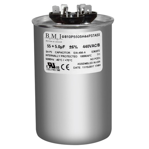 P291-5554RS 55 + 5 uf MFD 440 Volt VAC Carrier Round Dual Run Capacitor Upgrade - 第 2/5 張圖片