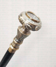 Brass Designer Handle Antique Style Cane Wooden Walking Stick With Compass Gift