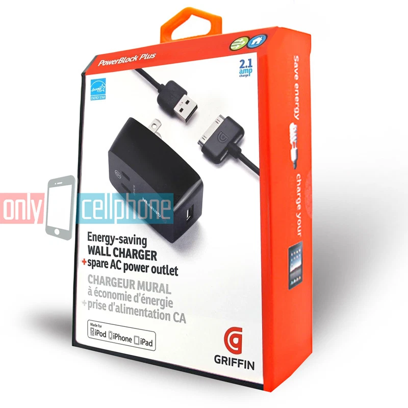 Cargador de pared Griffin 2.1A Apple cable de datos de 30 pines para iPhone 4S/4 iPad 3/2/1 Foto 2 de 4