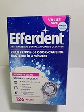 Efferdent Anti-Bacterial Dental Appliance Cleanser 126 Tabs Complete Clean