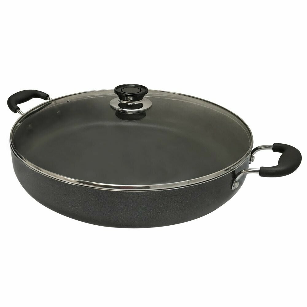 19-1/2''L x 14''W Aluminum Low Pot Cookware Deep Cooking Non Stick Coating Wok