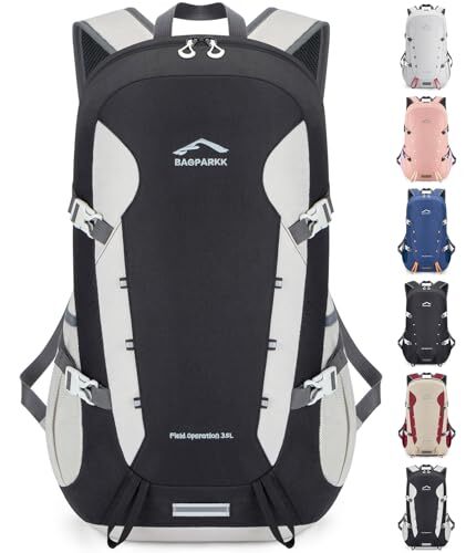 Hiking Backpack,Large 35L Travel Backpacks for Men Women,Water Black-white（35l）-image