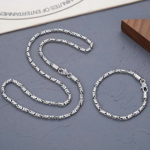 1pcs Fine Pure S925 Sterling Silver Chain Byzantine Link Bracelet Or Necklace - Picture 2 of 6