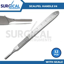 12 Pcs Scalpel/BP Handle # 4 With Scale Surgical Dental Veterinary Instruments