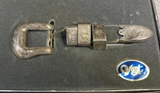 VOGT Engraved Sterling Silver Belt Buckle 5 piece in original box