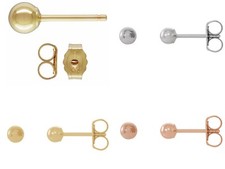 14K Gold Round Polished Bright Finish Ball Post Earrings Studs Size 3mm-8mm New