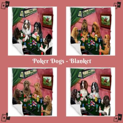 Home of Dogs Cats Playing Poker Pet Photo Fleece Blanket Bedroom D?cor
