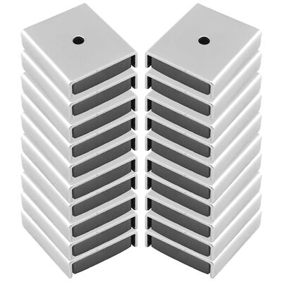 Ceramic Latch Magnet Assemblies - Rectangular with Center Hole, Plated, 1'' Le...