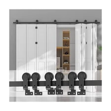9FT/108’’ Sliding Track Bi-Folding Barn Door Hardware Kit Top Mount 