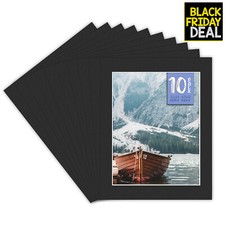 Pack of 10 Black Pre-Cut 11x14 Picture Mat White Core for 8.5x11 Photo