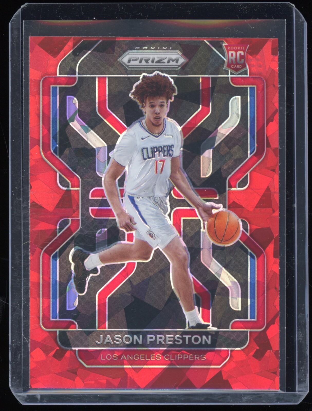 2021-22 Panini Prizm Red Cracked Ice Jason Preston LA Clippers Rookie Card #327