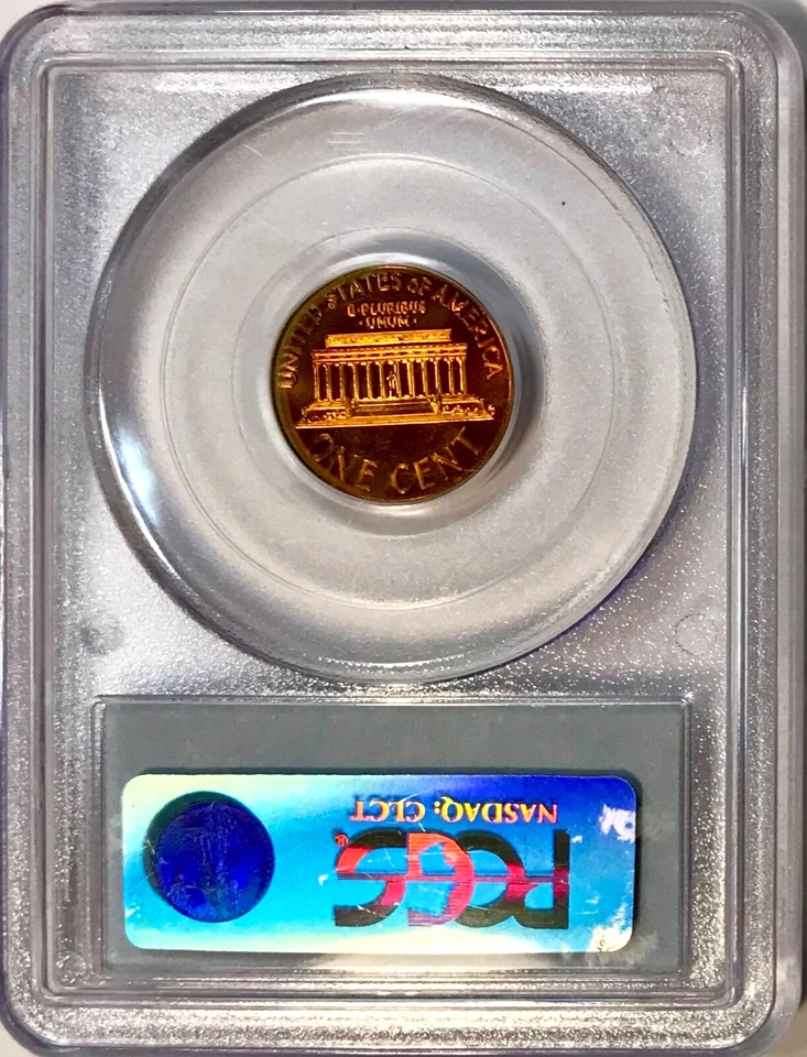 1970-S Large Date Lincoln Memorial Cent PCGS PR67RB Bullseye Halo Rainbow Toned - Image 2 of 2