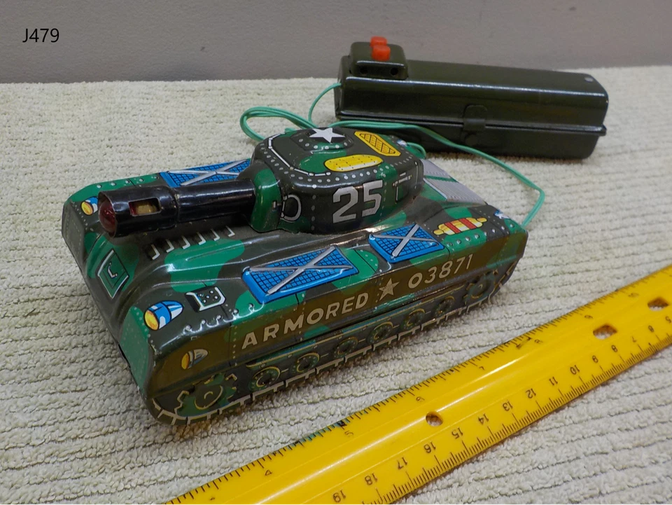 Juguete tanque ejército control remoto litografía hojalata vintage MARX Foto 4 de 4