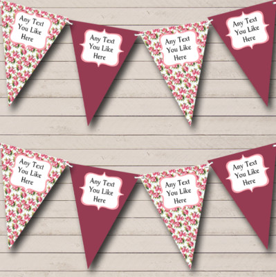 Party Banner Wimpelkette Vintage Shabby Chic Rosa Rose Hochzeit Location oder Empfang