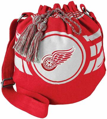 DETROIT RED WINGS RIPPLE DRAWSTRING BUCKET BAG PURSE