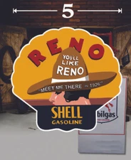 5" Pair of Shell Gasoline Reno Gas Vinyl Decal Lubester Oil Pump Can Lubster